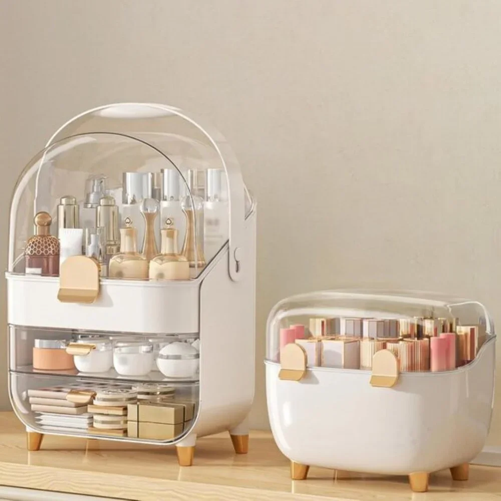 Rose Gold Makeup Organizer, Skincare & Cosmetic Storage for Vanity & Countertop